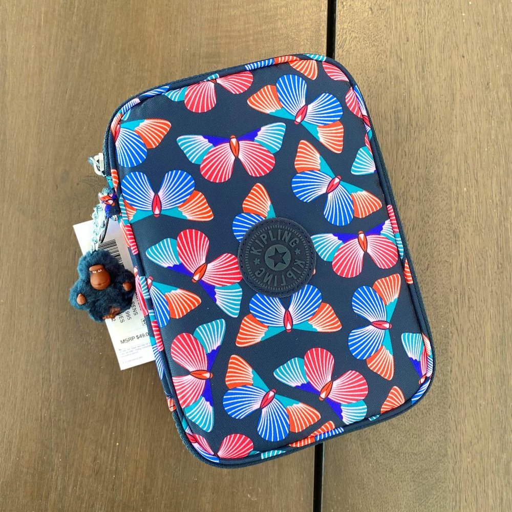 NWT Kipling 100 Pens Printed Case Bag Pouch